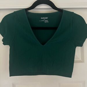 Garage Green Fitted Crop T-Shirt